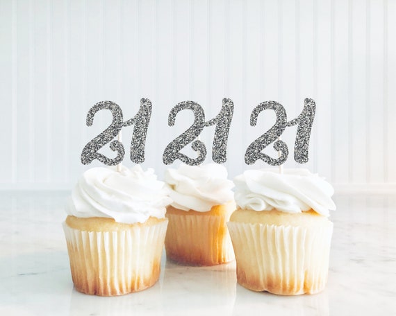 21 Cupcake Toppers 21st Birthday Cake 21st Birthday Party Etsy