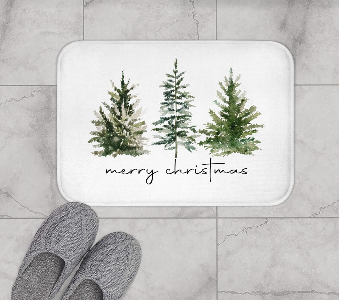 Merry Christmas Bath Mat Rug Holiday Bathroom Decor Antislip Room