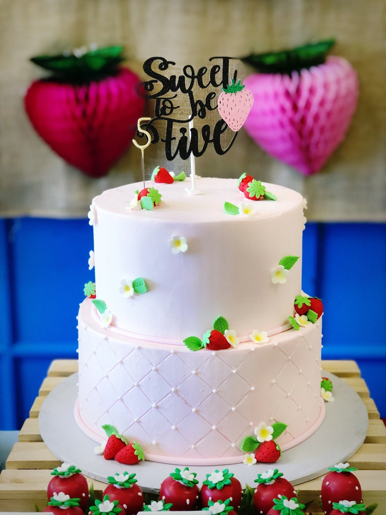 Custom Age Strawberry Cake Topper / Strawberry Cake Topper / Etsy