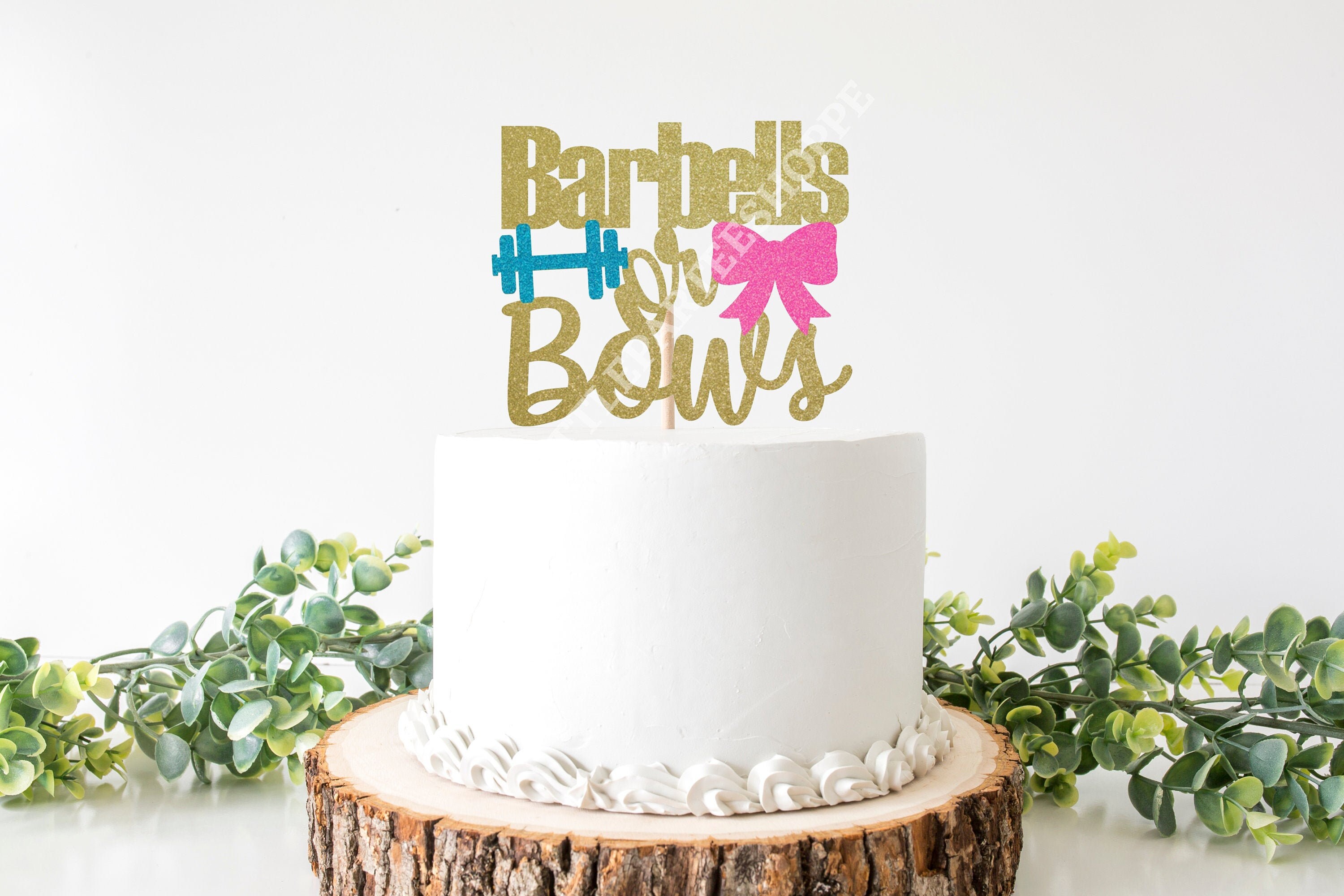 Barbells or Bows Gender Reveal Cake Topper Decorations Gender Etsy