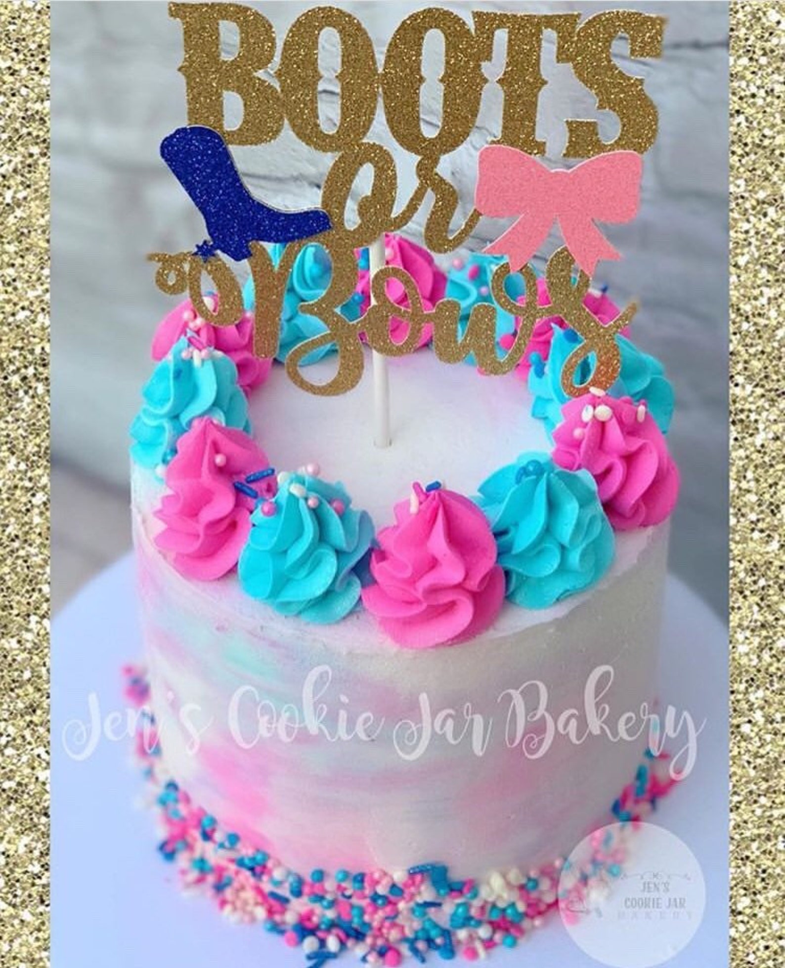 Boots or Bows Gender Reveal / Boots or Bows Cake Topper / Etsy