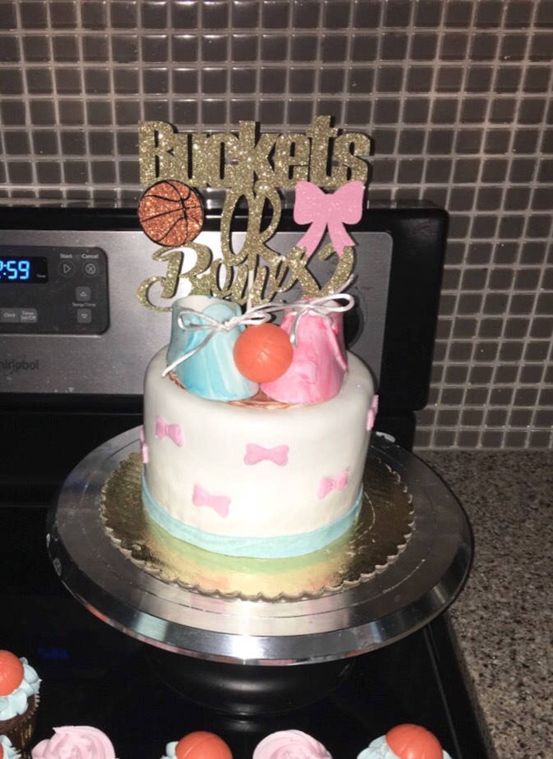 Buckets or Bows Cake Topper SVG Cut File Basketball Gender Etsy