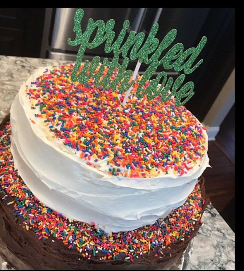 Sprinkled With Love Cake Topper / Baby Sprinkle Cake Topper / Etsy