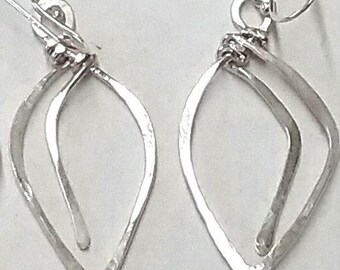 Hand Hammered Sterling Silver Leaf Earrings