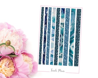 Planner stickers: washi strips - blue marble (not ec size) | Perfect for your filofax / erin condren planner etc