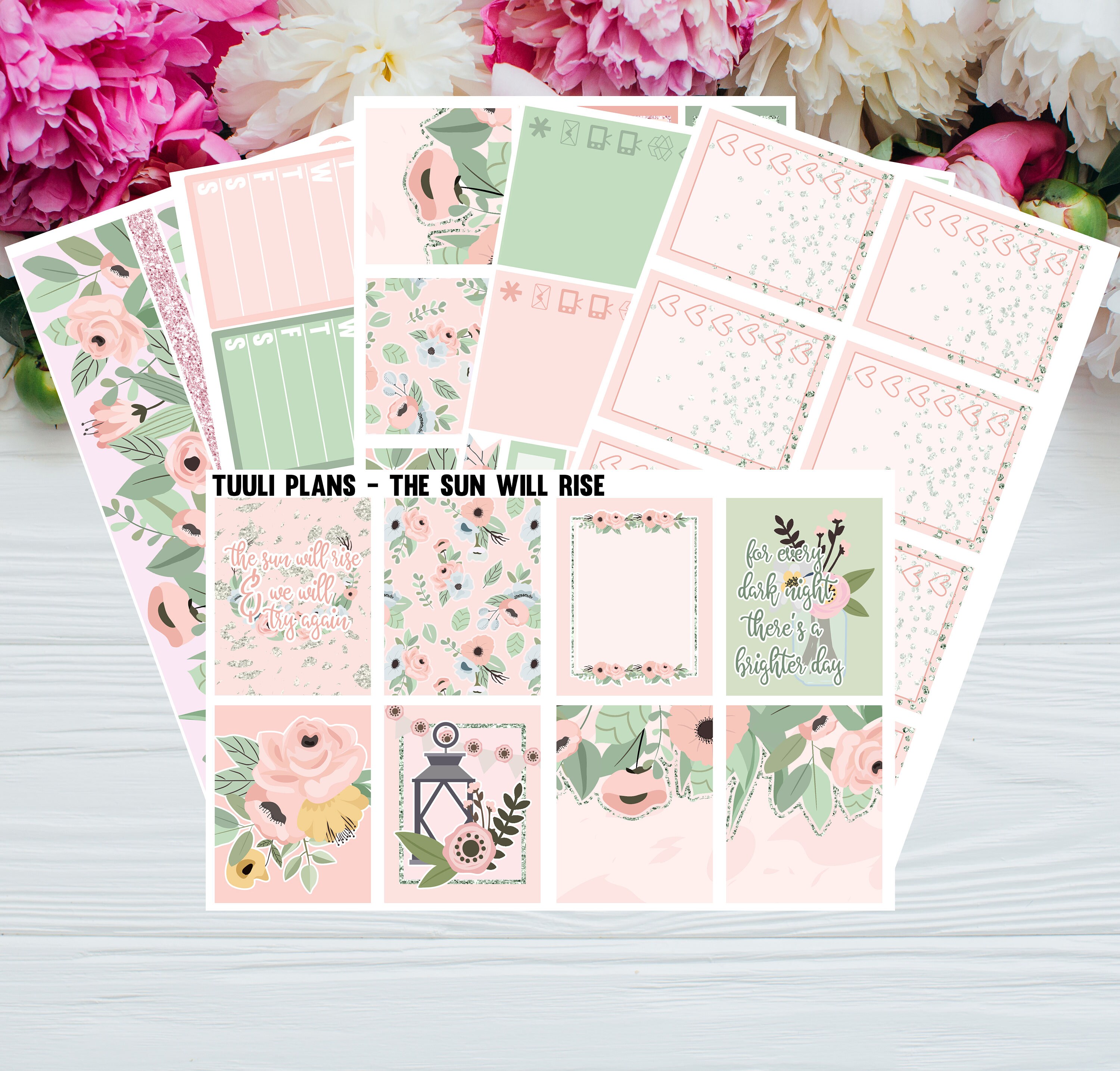 Weekly planner sticker kit: The sun will rise - vertical planner