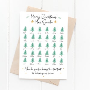 DESCARGA DIGITAL Tarjeta de clase personalizada con árbol de Navidad, tarjeta para el maestro, tarjeta navideña para el maestro, tarjeta personalizada, árbol de Navidad