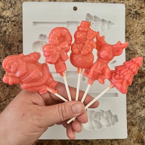 Christmas Assortment, Lollipop Hard Candy Mold, DIY Suckers, 8H-4975