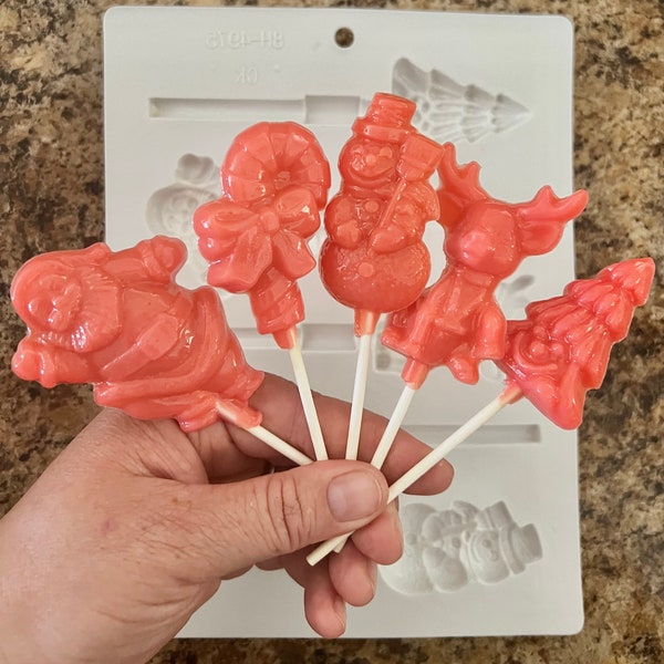 Christmas Assortment, Lollipop Hard Candy Mold, DIY Suckers, 8H-4975