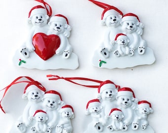 2022 Christmas Ornament- Wholesale Blank figurine hanging Ceramic Ornaments- Polar Bear family Xmas ornament