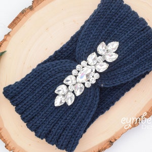 Winter Accessoires, Strass Strick Stirnband, verschönert Ohrwärmer, Weihnachtsgeschenk, headwrap mit Strass Applikation, Winter Stirnband Bild 1