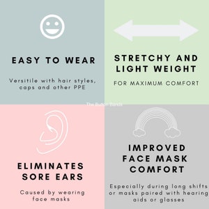 Ear Savers For Face Masks, Elastic Face Mask Extensions with Button for Face Masks, Headband with buttons, Face Mask Extender, ear protector image 9