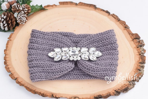 Winter Accessories Rhinestone Knit Headband Embellished Ear | Etsy