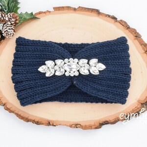 Winter Accessories, Rhinestone Knit Headband, Embellished Ear Warmers ...