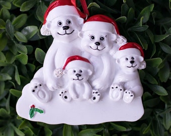 2022 Christmas Ornament- Wholesale Christmas Tree Ceramic Ornaments- Polar Bear family of four Xmas ornament