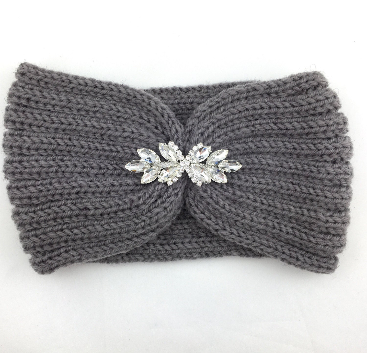 Penaopa Rhinestone Detail Knitted Headband Cream