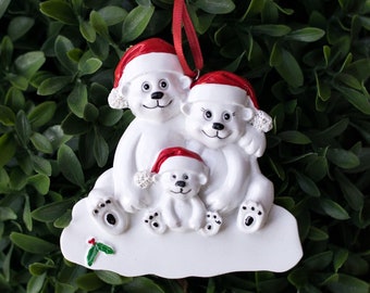 2022  New Baby Christmas Ornament- Wholesale Christmas Tree Ceramic Ornaments- Polar Bear family of three ornament