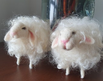 Needle felted "hairy" sheep-felt nature- gifts - miniature - animals - 100%wool