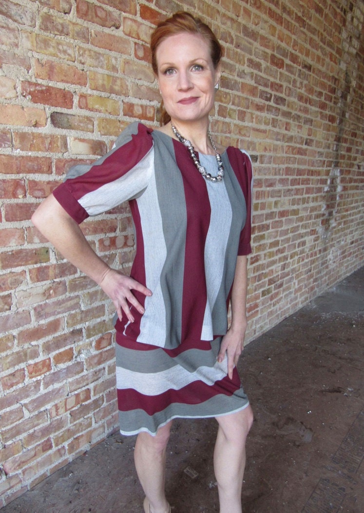 Grey and Maroon Dress | Etsy