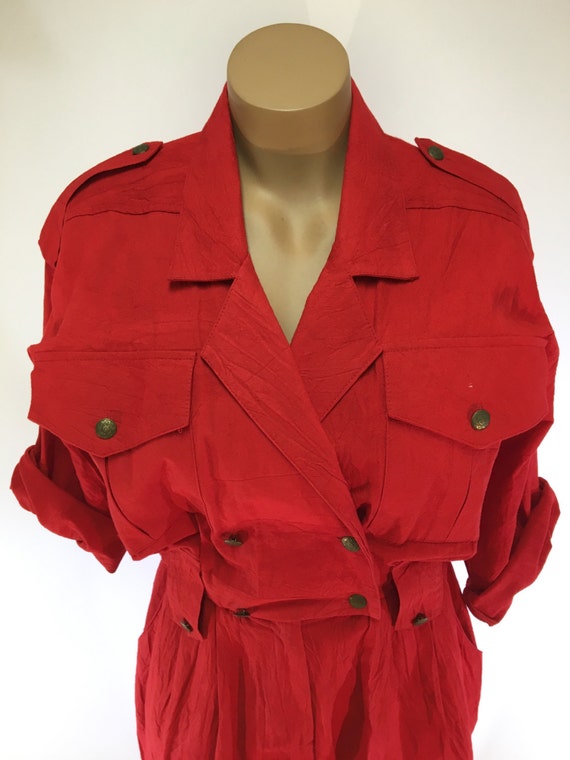 Red 1980s jumpsuit - image 4