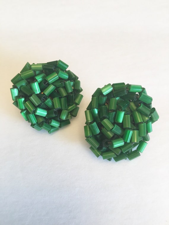 Emerald Green Beaded Earrings