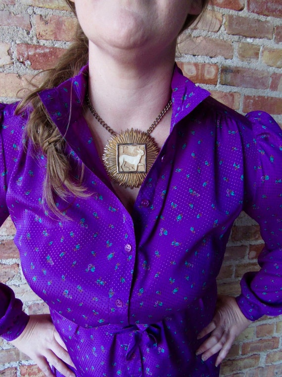 Purple Dress with Tie Belt - image 2