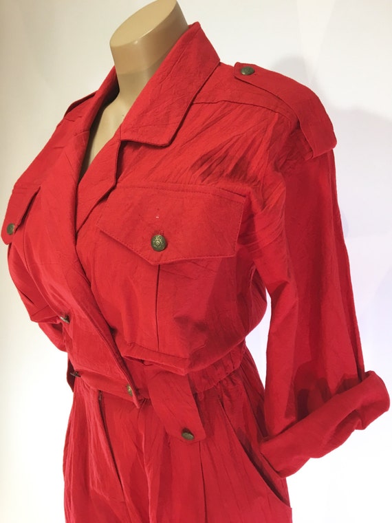 Red 1980s jumpsuit - image 5