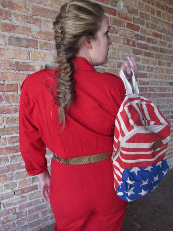 Red 1980s jumpsuit - image 2