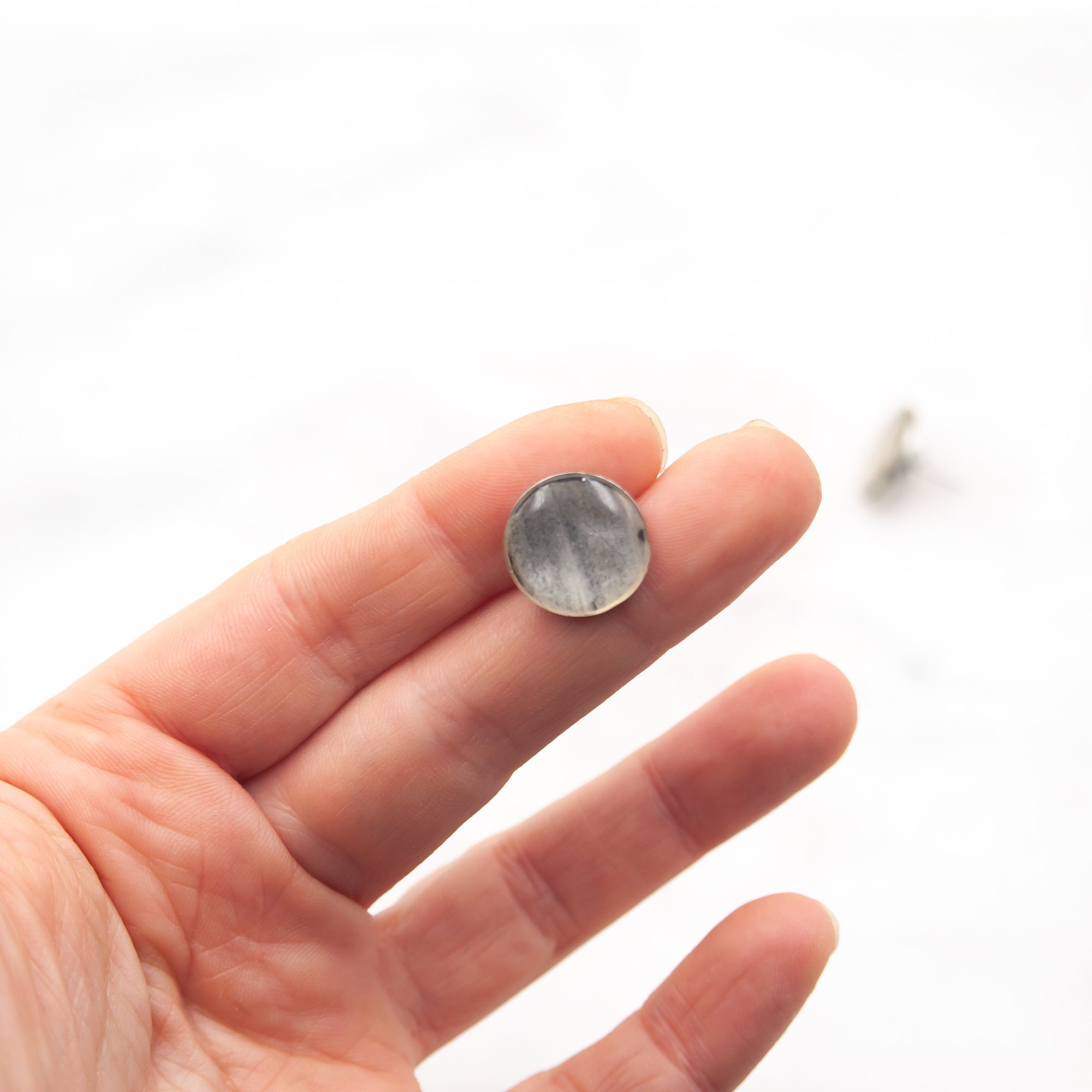 Stud Resin Earrings With White Onion Peel Onion Earrings Etsy