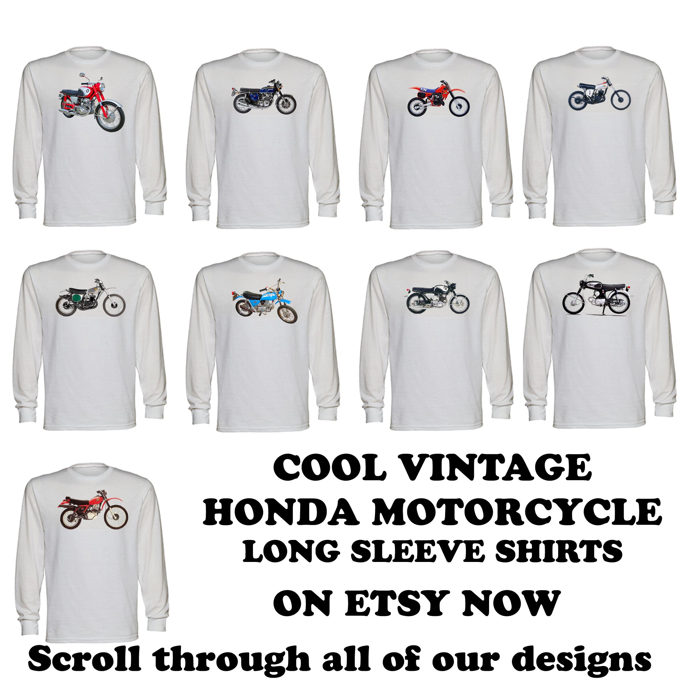 Honda vintage image long sleeve tshirts classic bikes of the Etsy