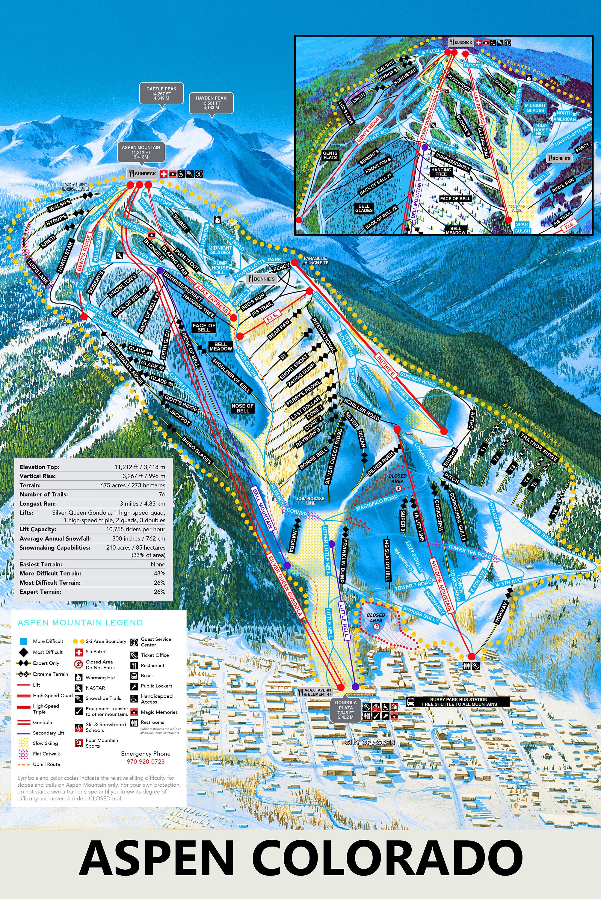 Aspen colorado trail map printed on 12x18 inch metal photo Etsy