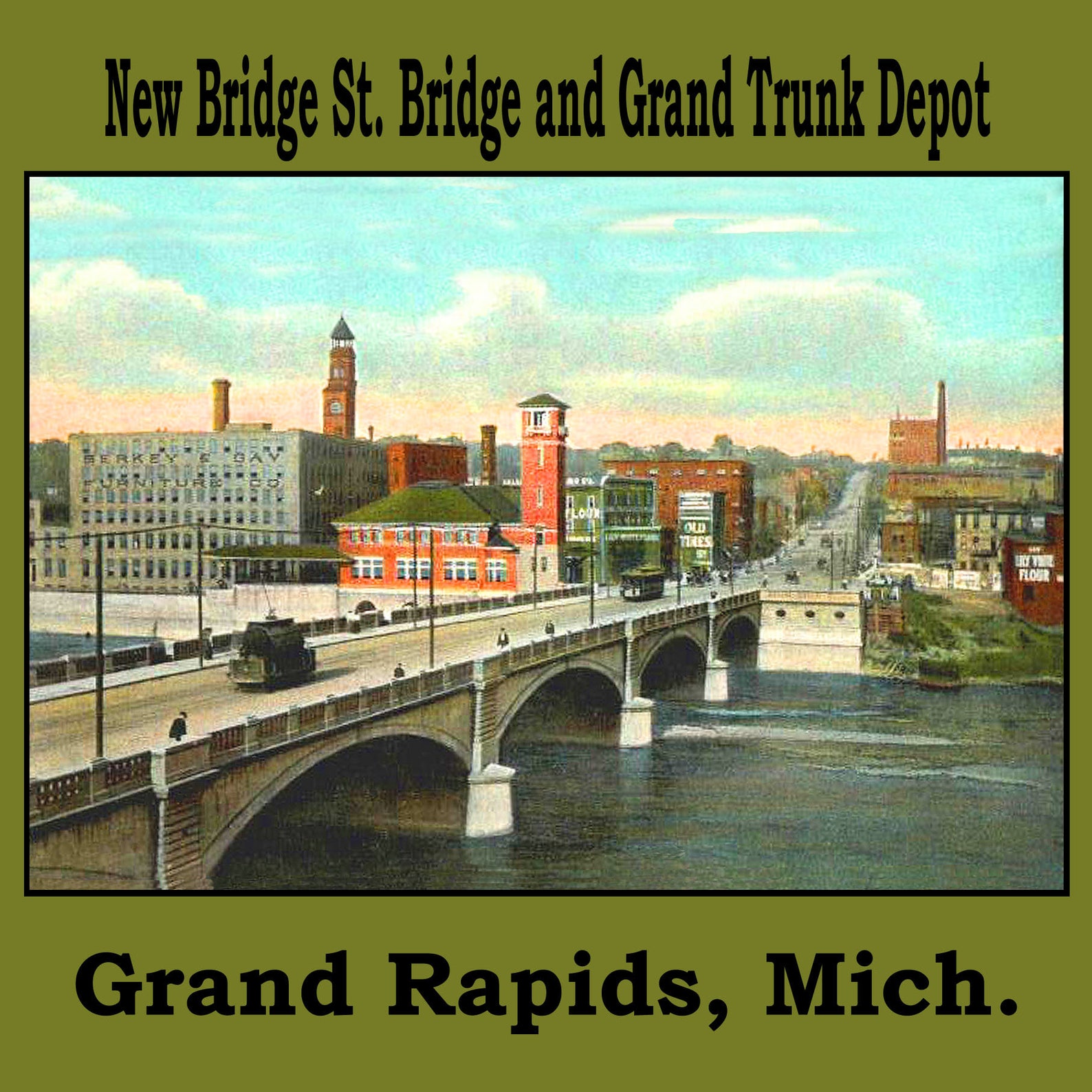 Grand Rapids Michigan vintage image of the new Bridge St. Etsy