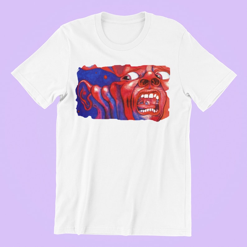 King Crimson vintage retro front back shirt In the court of the crimson king classic t-shirt,vivid colors blast from the past progressive