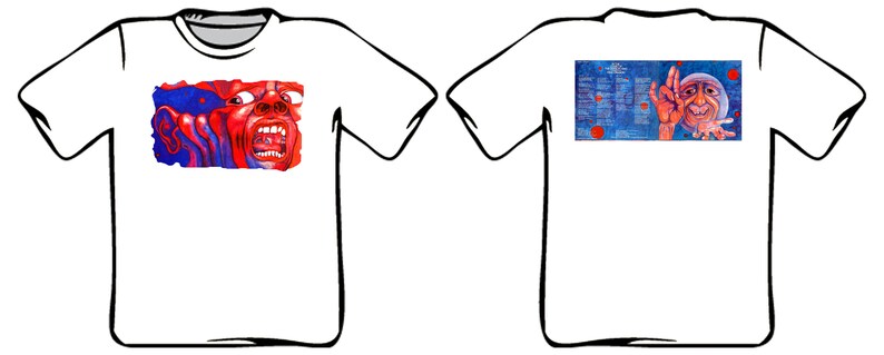 King Crimson vintage retro front back shirt In the court of the crimson king classic t-shirt,vivid colors blast from the past progressive