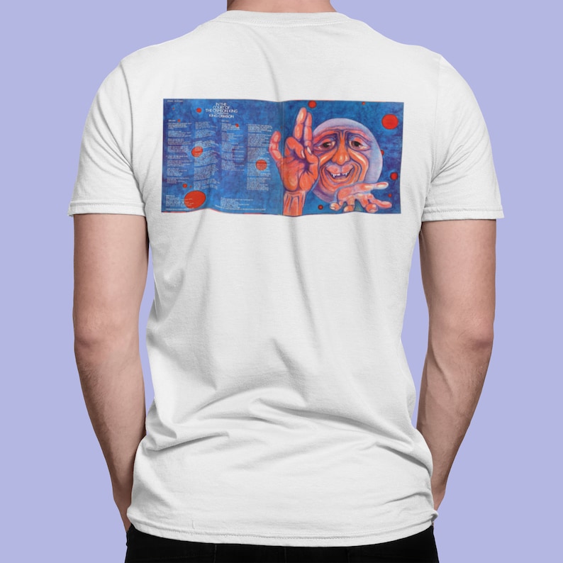 King Crimson vintage retro front back shirt In the court of the crimson king classic t-shirt,vivid colors blast from the past progressive