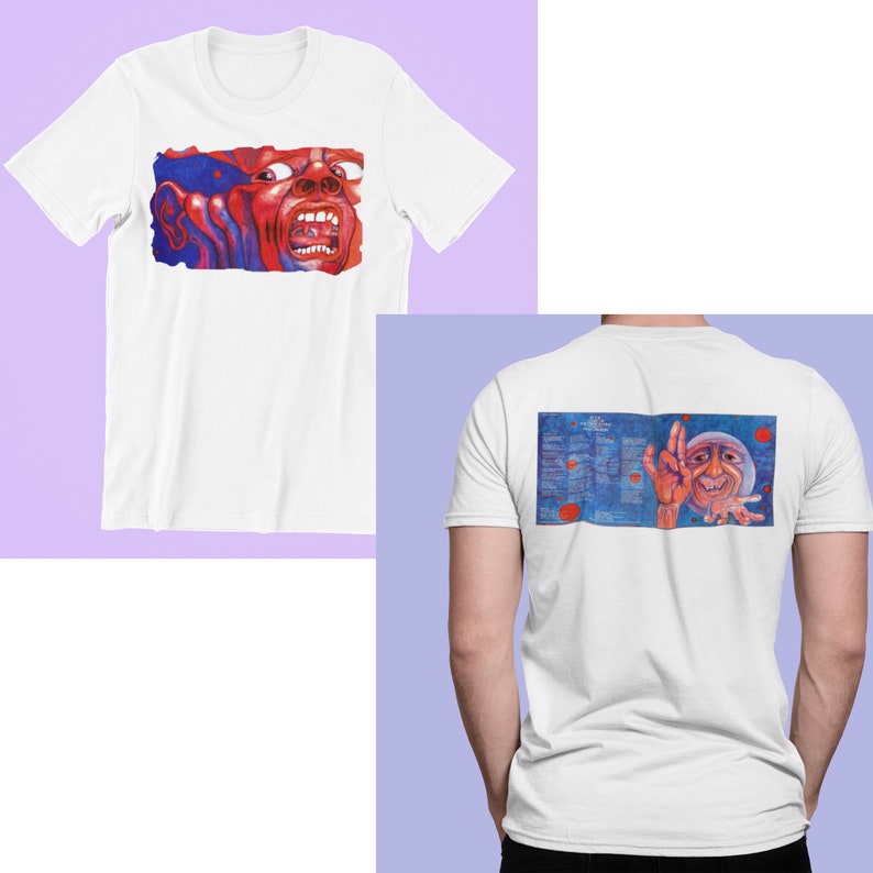 King Crimson vintage retro front back shirt In the court of the crimson king classic t-shirt,vivid colors blast from the past progressive