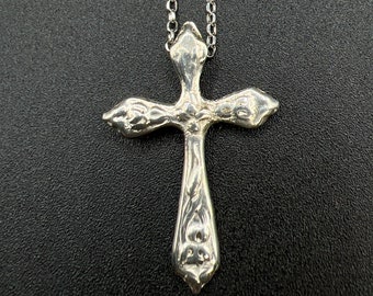 Custom Cross Necklace, Cross Pendant in Solid Sterling with 18 Inch Rollo Link Chain