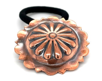 Western Concho Copper Ponytail Holder, Unisex Copper Hair Tie