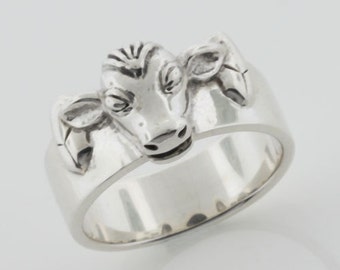 Cow Silver Ring, Dairy Cow Ring, Calf, Heifer Sterling Silver Ring, Milk Cow, Bovine