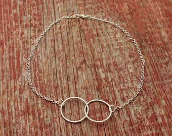 Eternity Circle Necklace Gift for Sister Best Friend Necklace BFF Necklace Circles in Sterling Silver