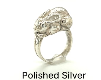 Bunny Silver Ring, Handmade, Some Bunny Loves You Ring, Easter Rabbit, 925 Sterling Silver, Polished or with a Patina, Sizes 6, 6 1/2 & 7