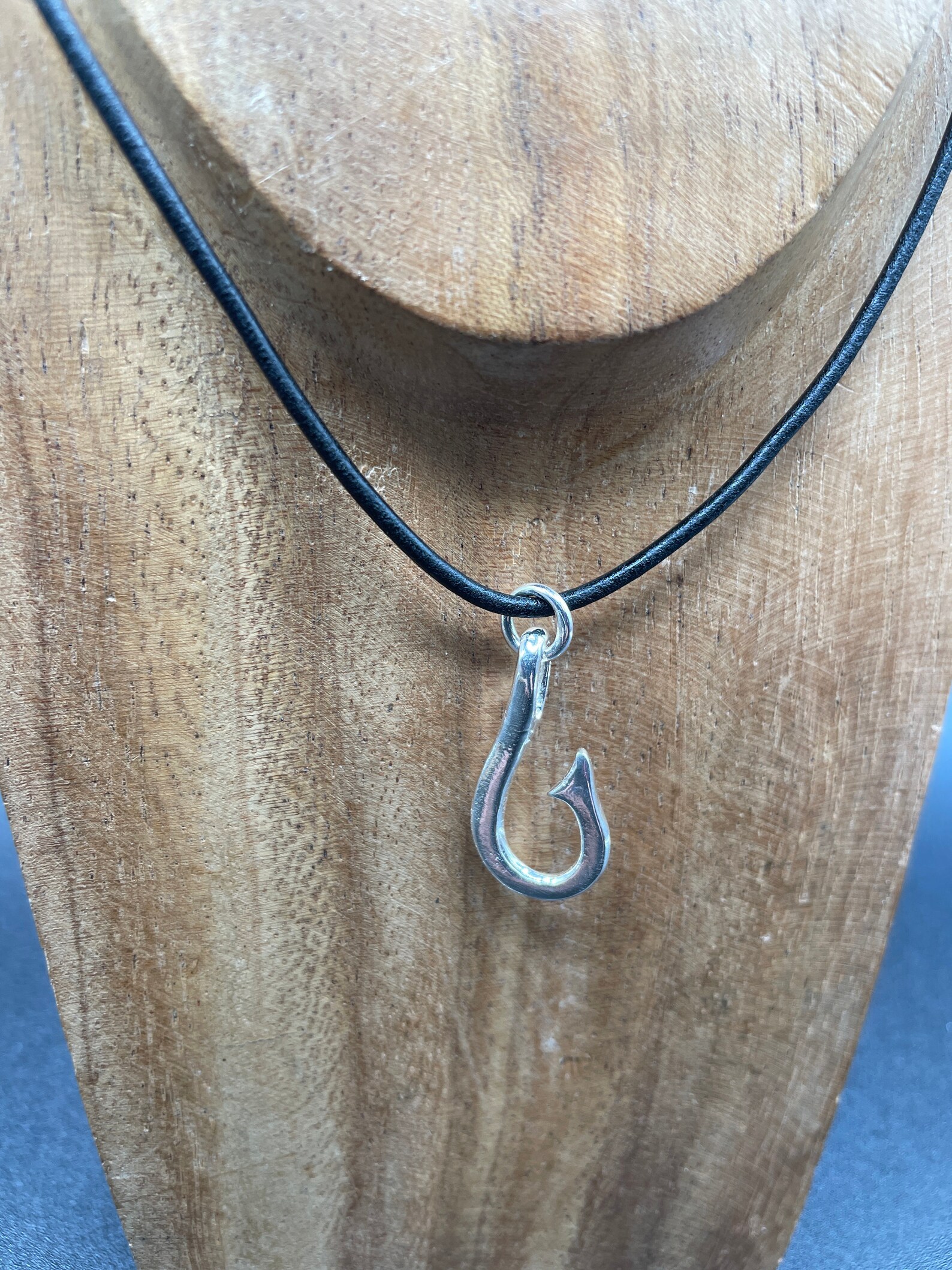 Fish Hook Necklace Sterling Silver Mens Necklace Fisherman Etsy