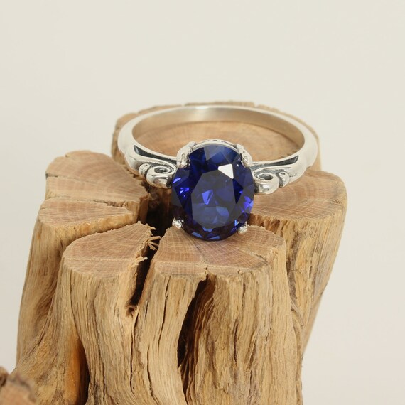 Blue sapphire ring sale etsy