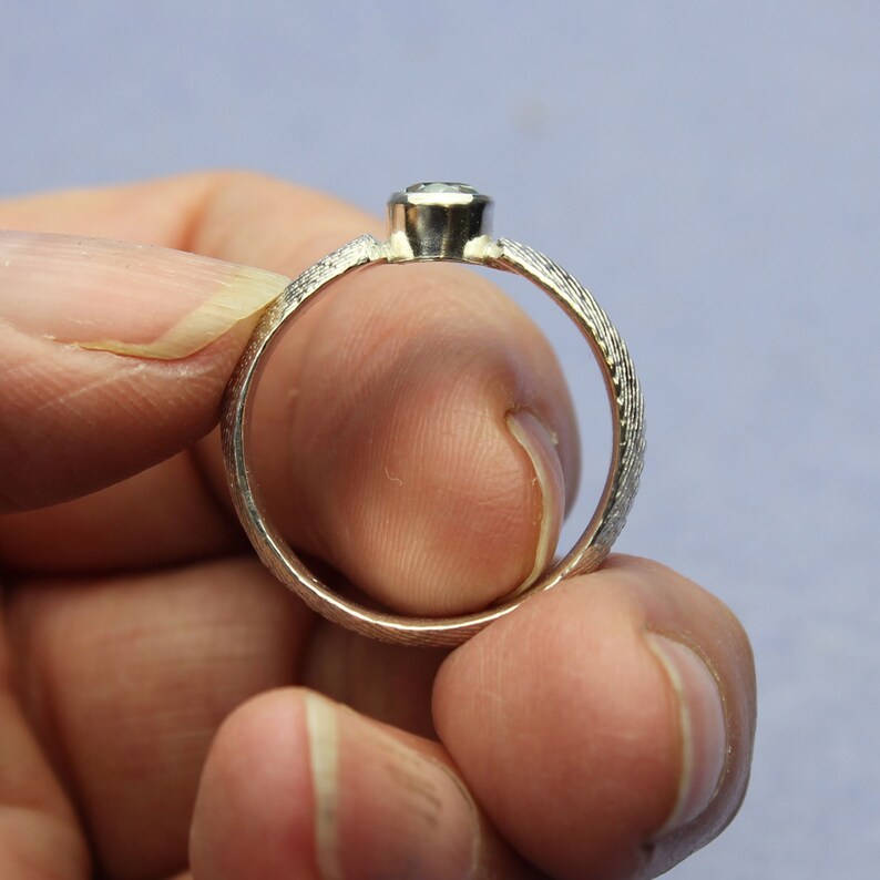 Sterling Sterling Wide Band Aquamarine Cuttlefish Ring Aqua Gemstone Cuttlefish Casting