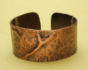 Copper Hammered Bracelet, Copper Cuff Bracelet, Antique Patina