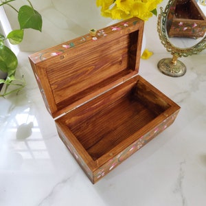 Pine Wood Hand Painted Trinket Box Jewelry Box Keepsake Box Jewelry Box Storage Valuables Box image 6