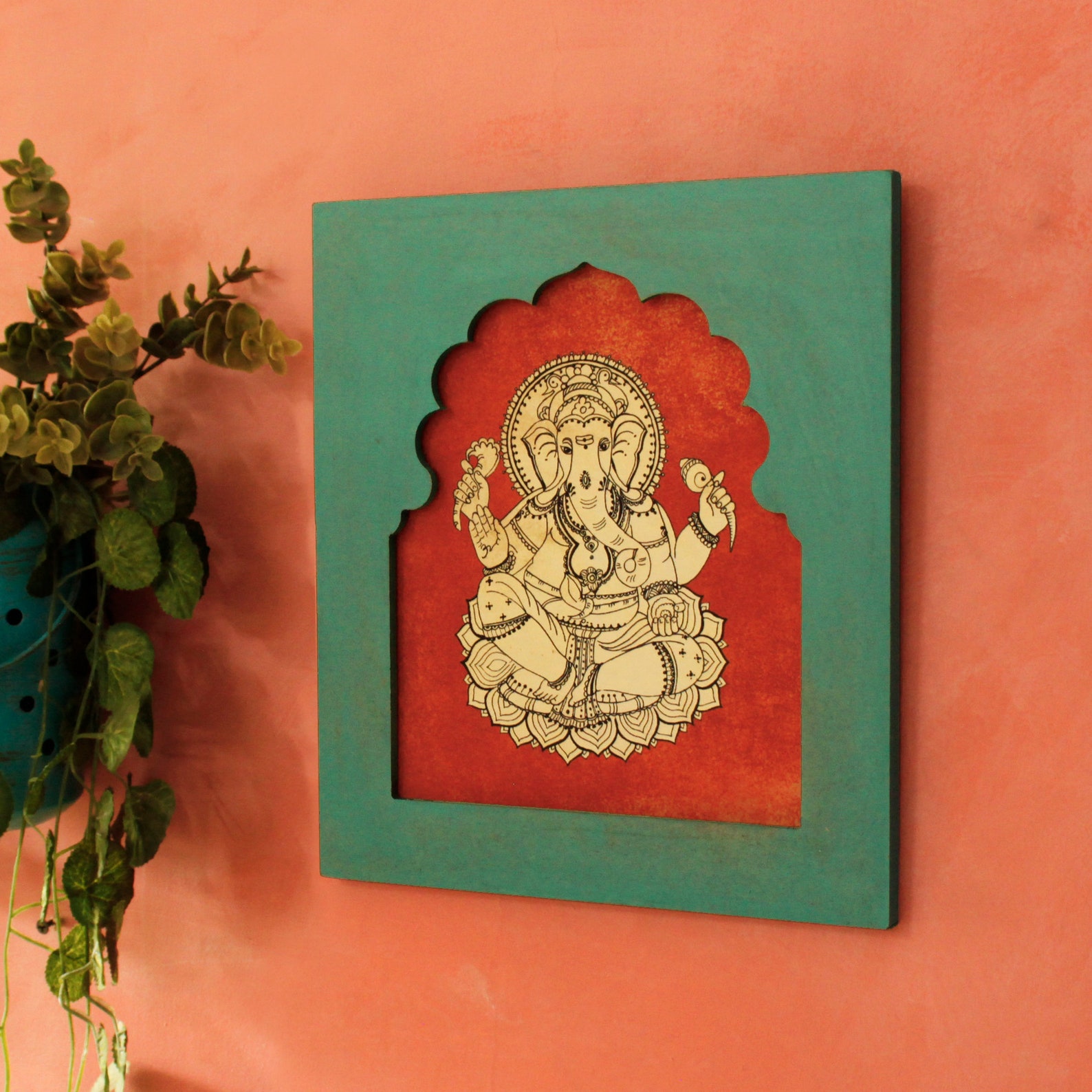 Buy Handpainted Wall Art Frame Laxmi Ganesh Traditional Indian Online