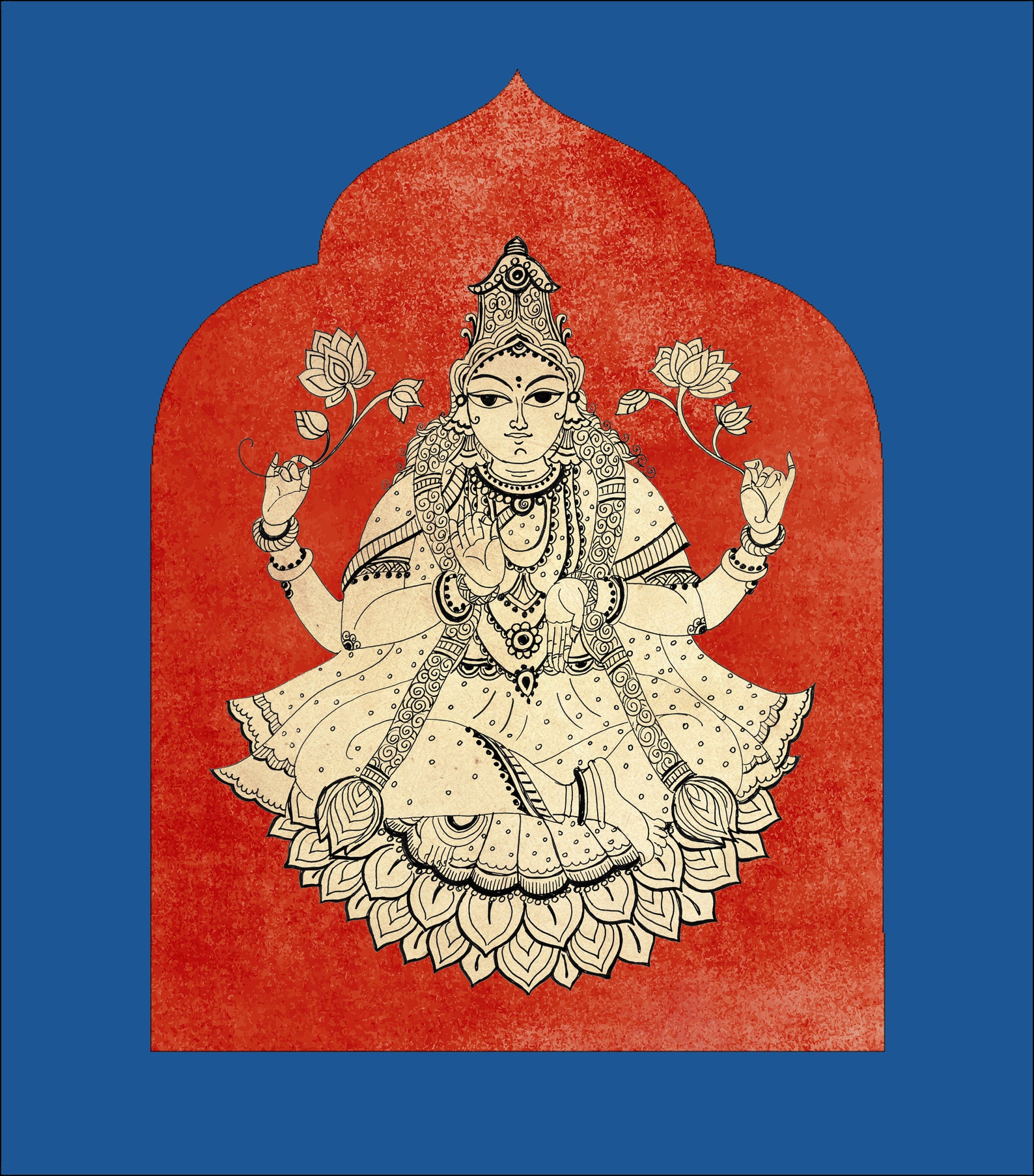 Laxmi & Ganesha - Handpainted Clay Art Wall Frame 19