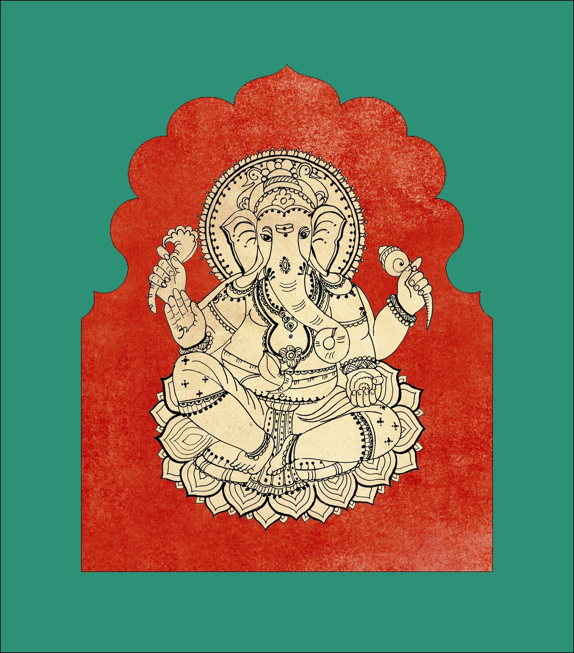Laxmi & Ganesha - Handpainted Clay Art Wall Frame 19 main image 1