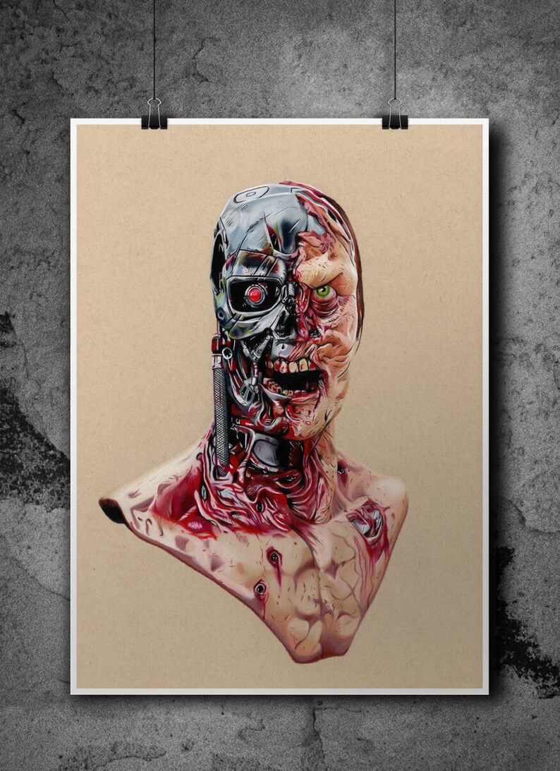 Terminator Zombie Fine Art Print A4/A3 image 2